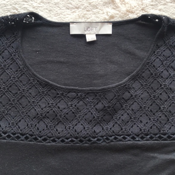 LOFT Black, long sleeved, open embroidered top, S - Picture 4 of 9
